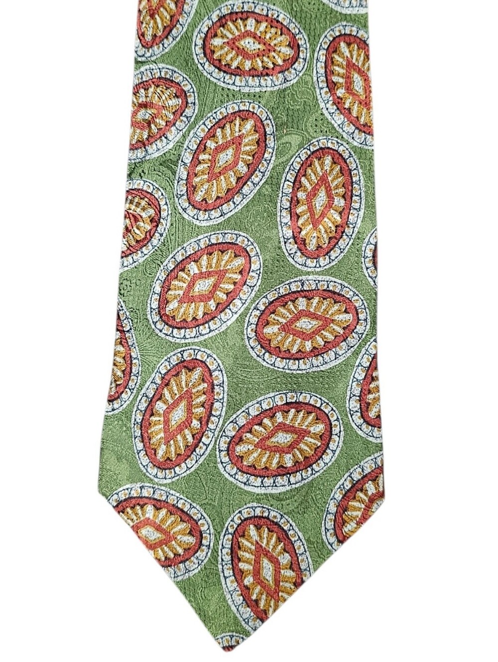 Ermenigildo Zegna Gritti Men's Green & Orange Printed 100% Silk Tie